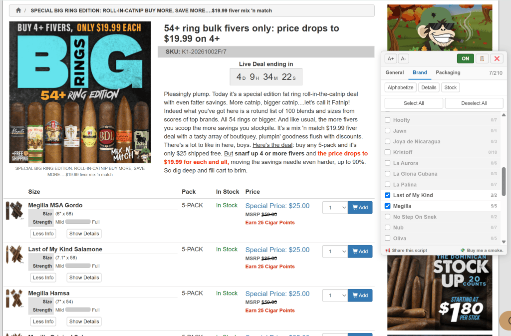 CigarPage Multi-Filter Tool